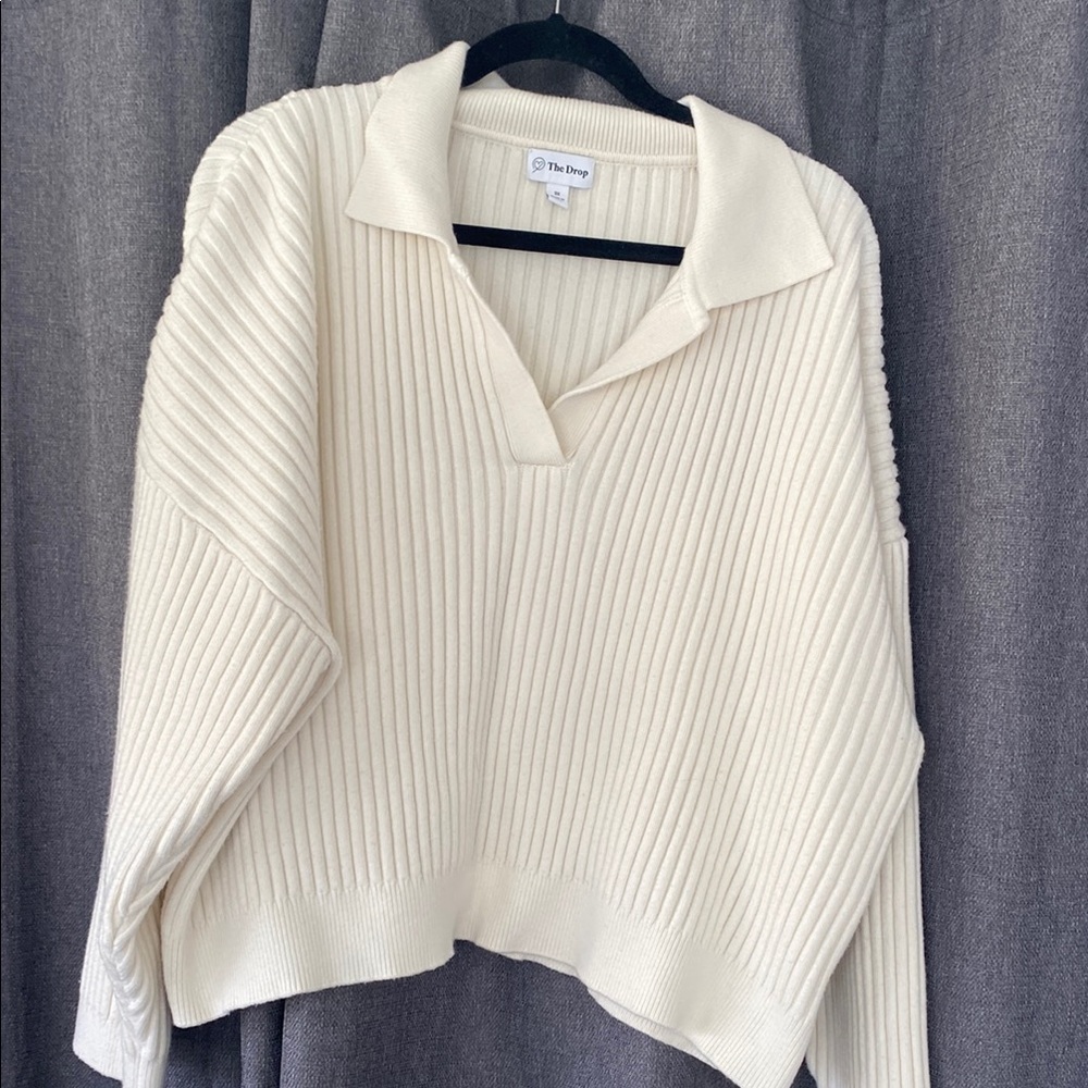 Cream V-Neck Chunky Knit Sweater